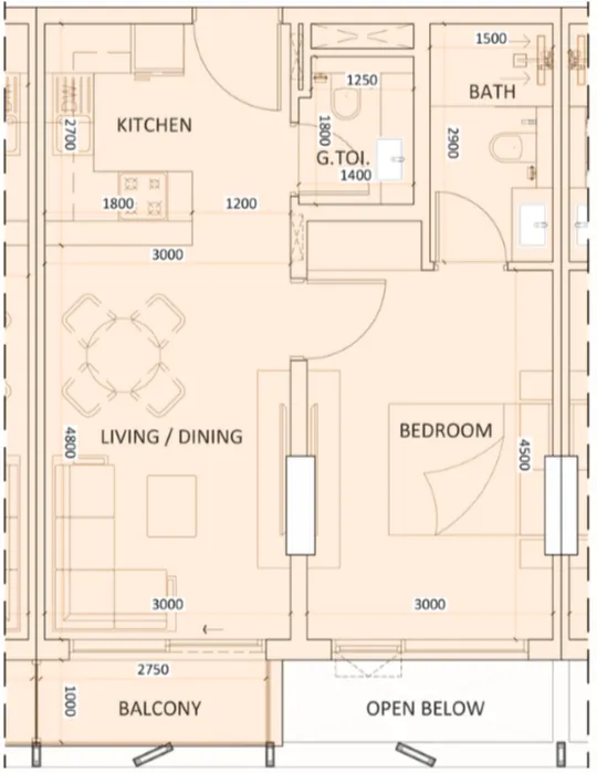 1 bedroom layout