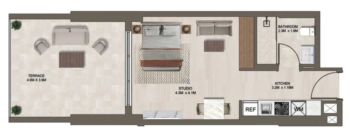 0 bedroom layout