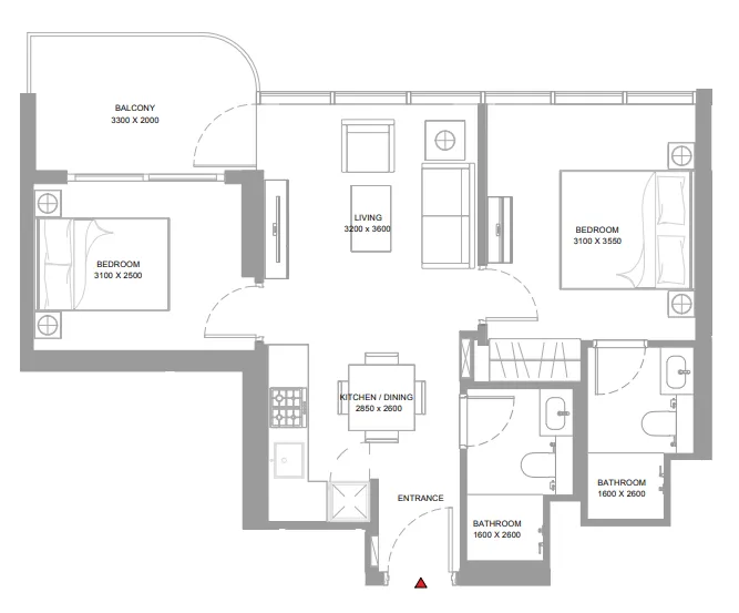 2 bedroom layout