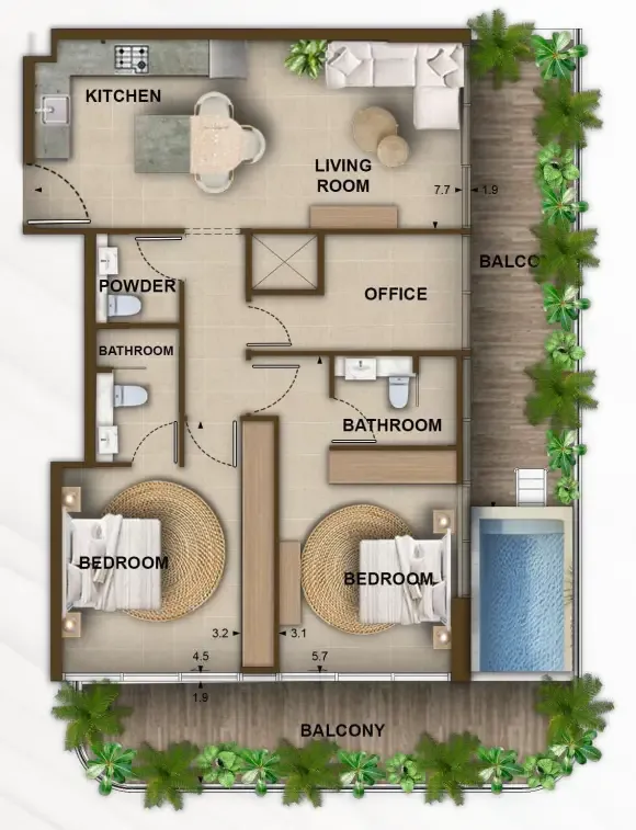 2 bedroom layout