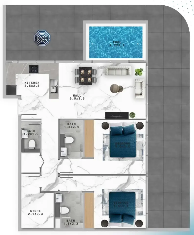 2 bedroom layout