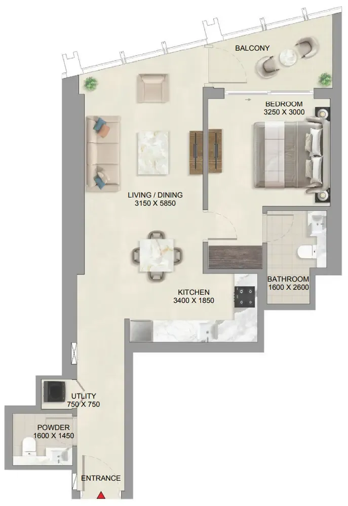1 bedroom layout