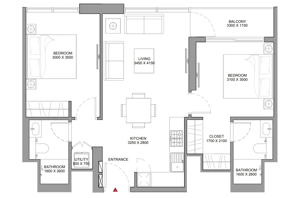 2 bedroom layout