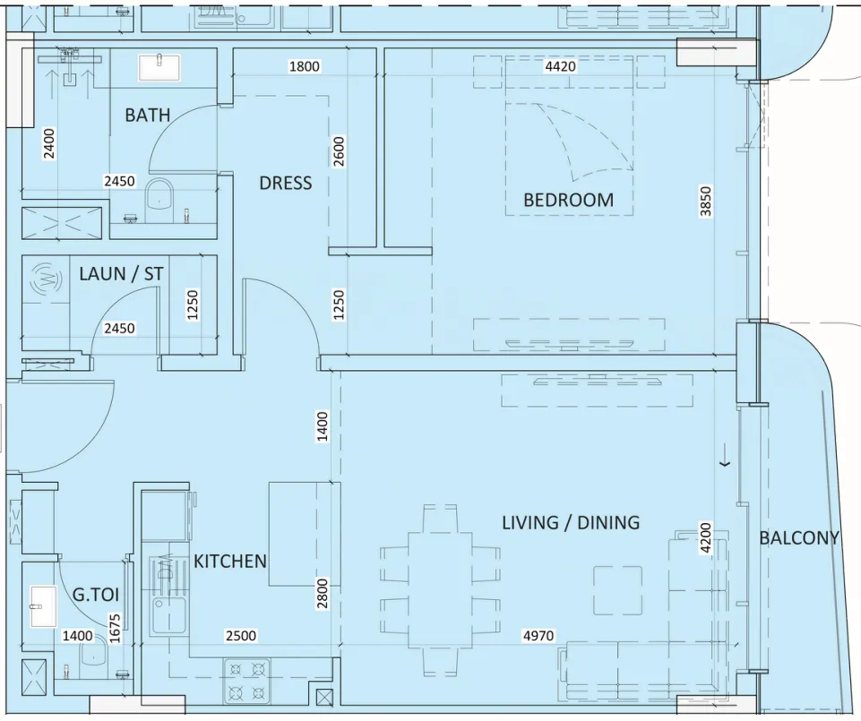 1 bedroom layout