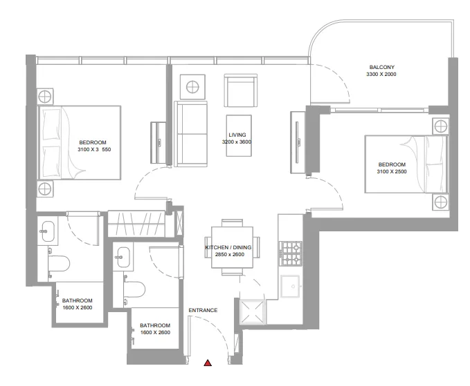 2 bedroom layout