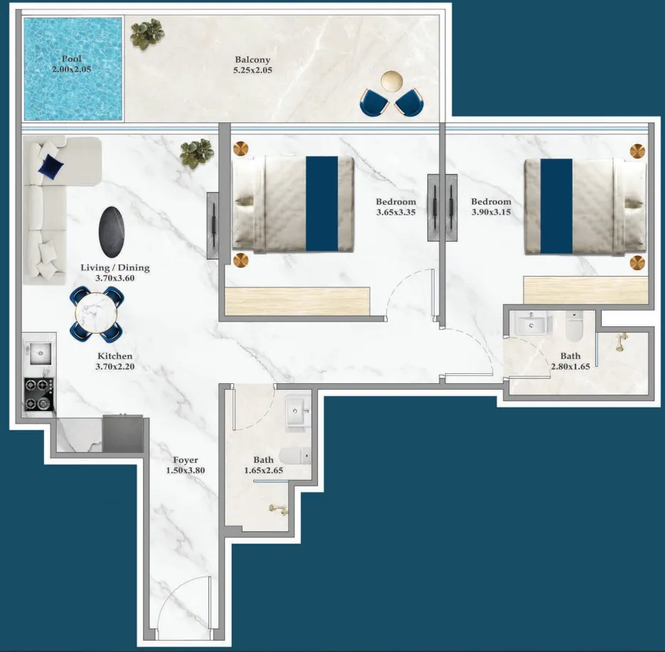 2 bedroom layout