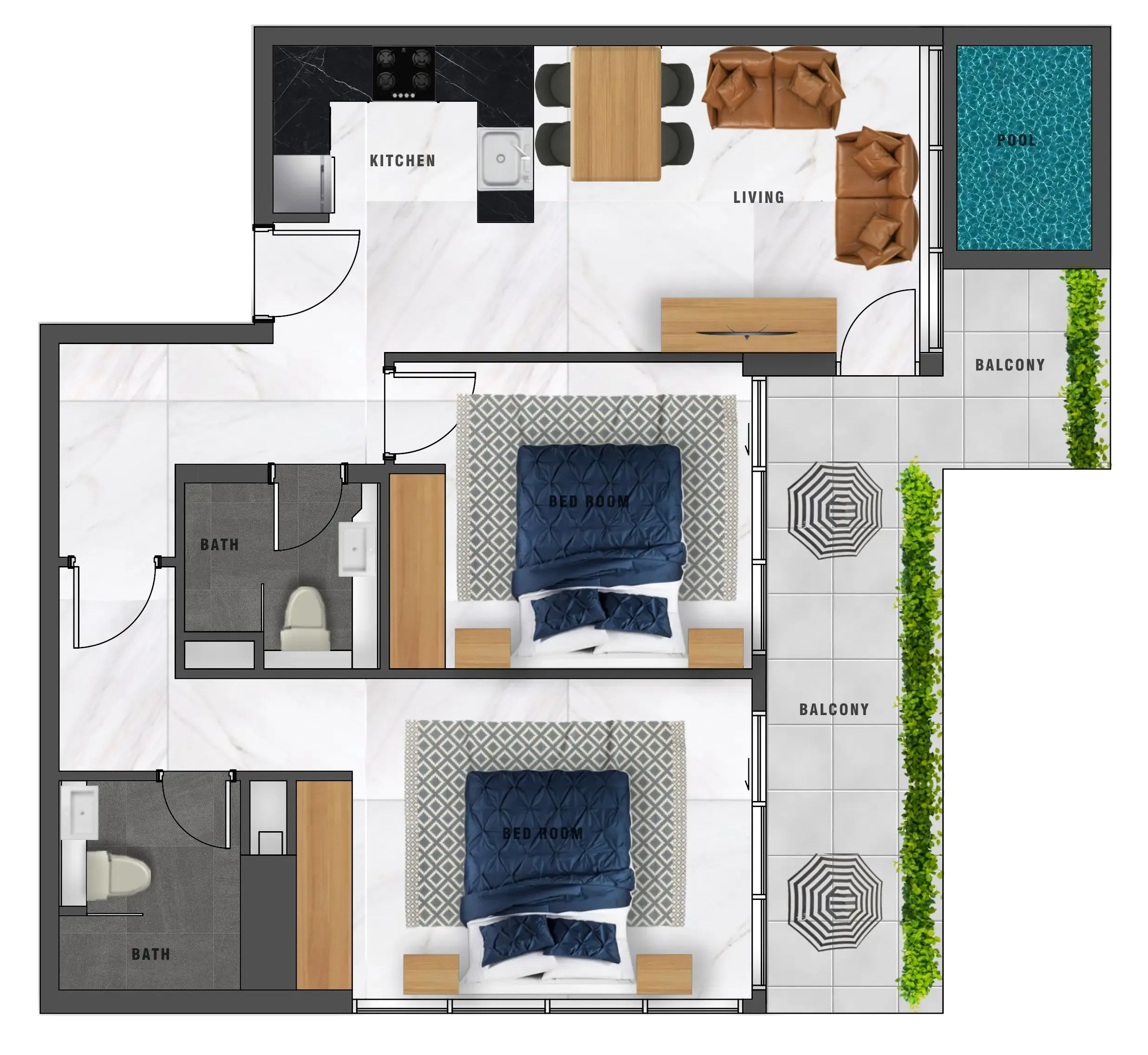2 bedroom layout