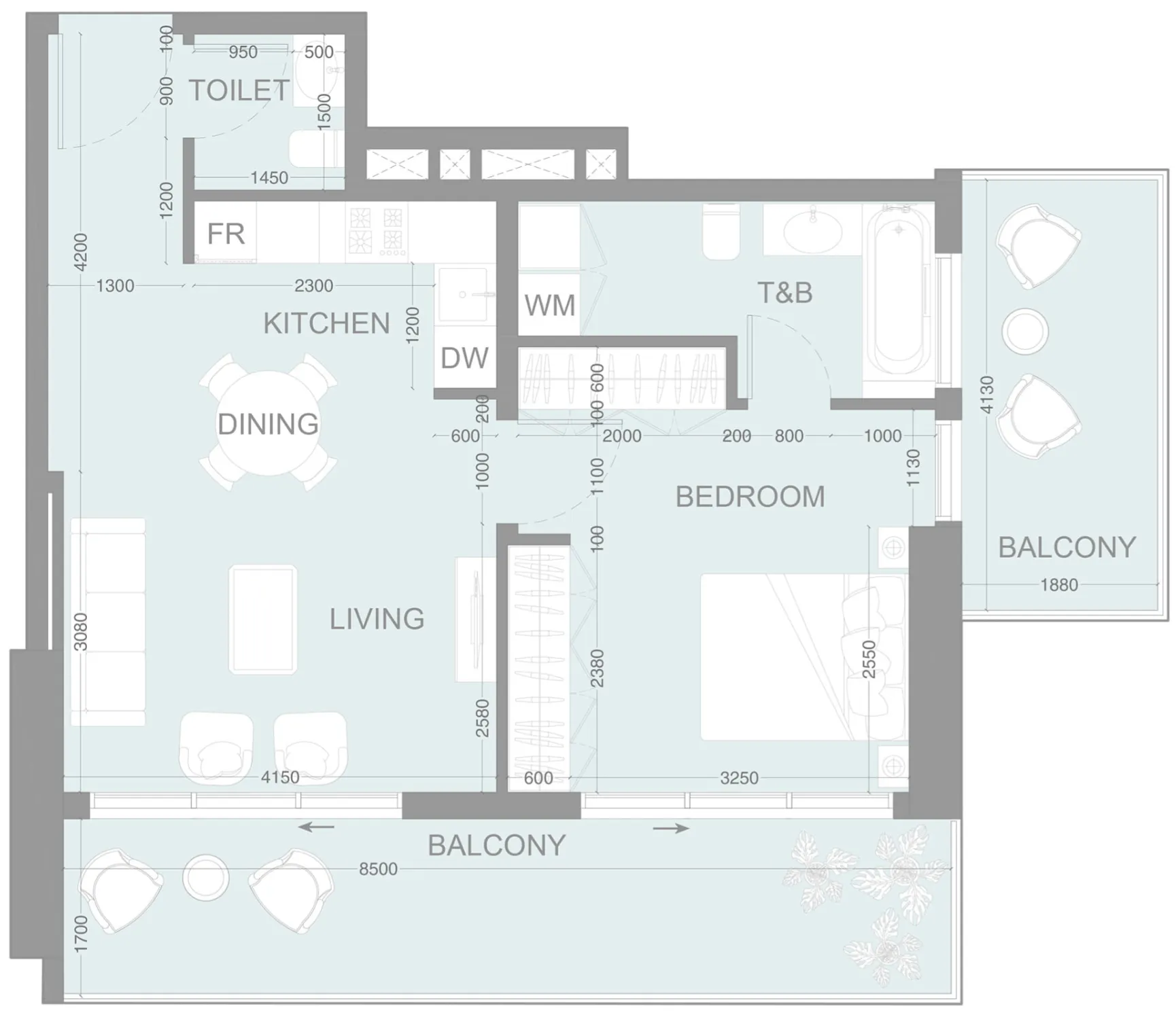 1 bedroom layout