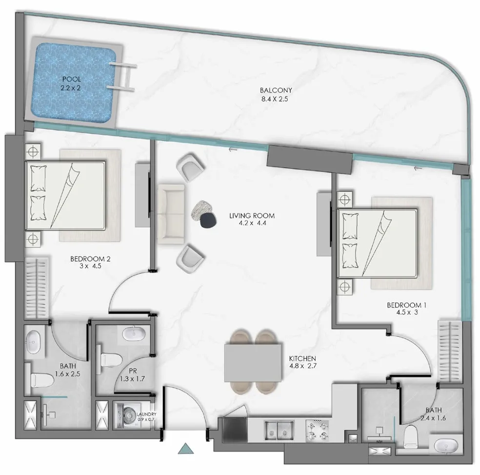 2 bedroom layout