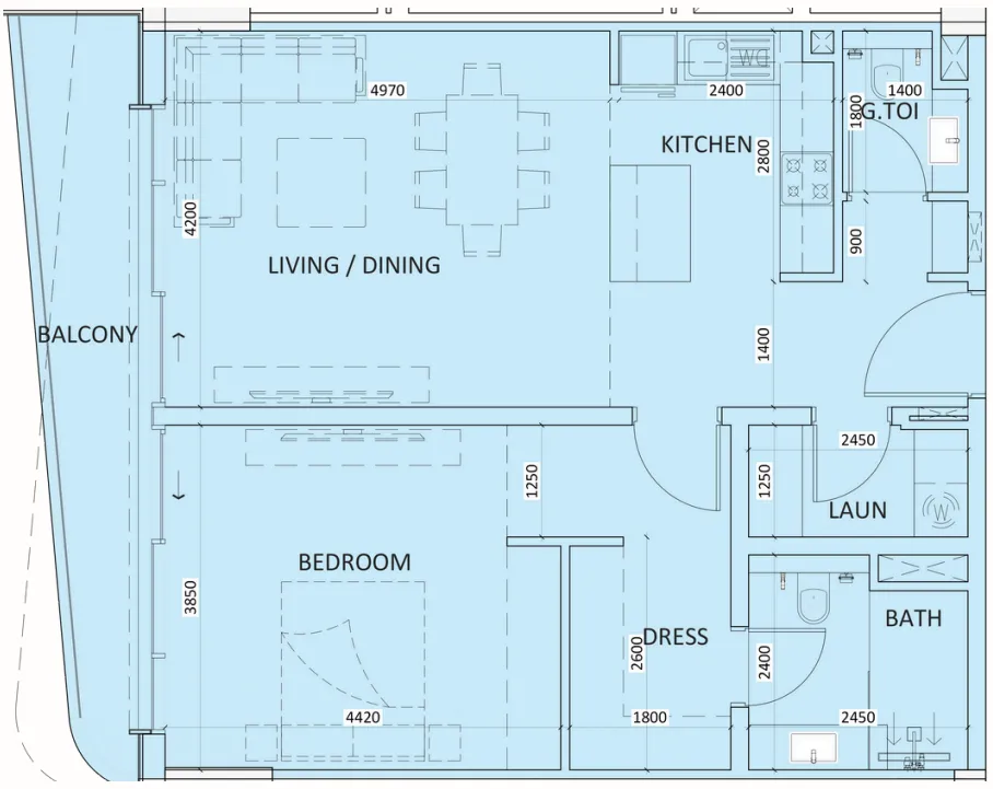1 bedroom layout