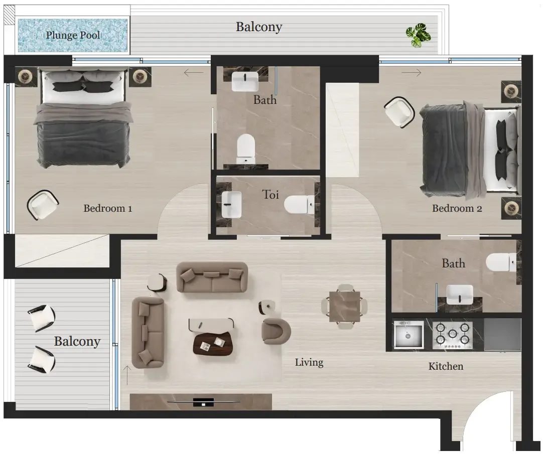2 bedroom layout