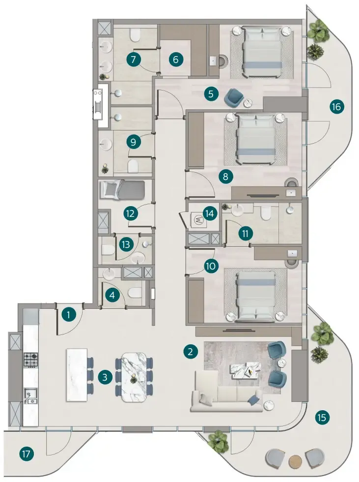 3 bedroom layout