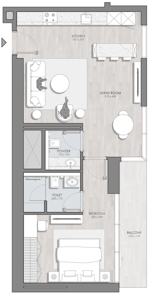 1 bedroom layout