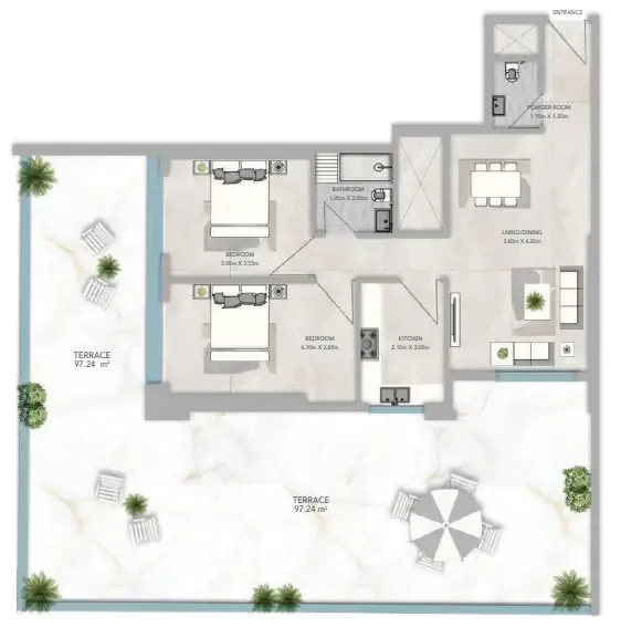 2 bedroom layout