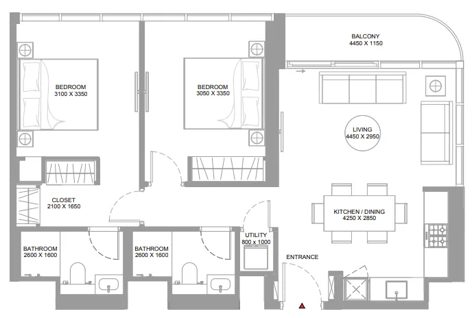 2 bedroom layout