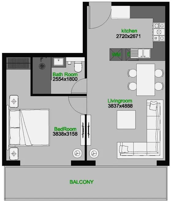 1 bedroom layout