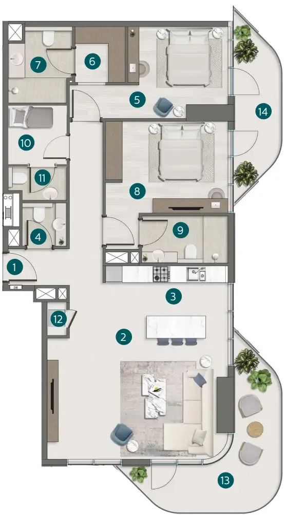 2 bedroom layout