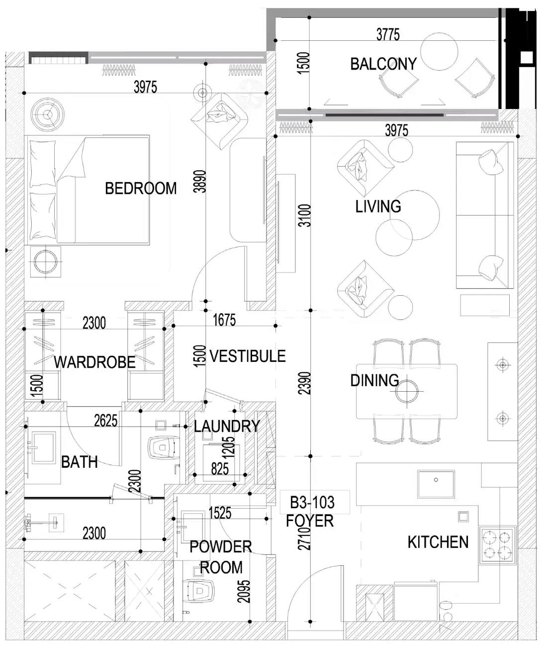 1 bedroom layout