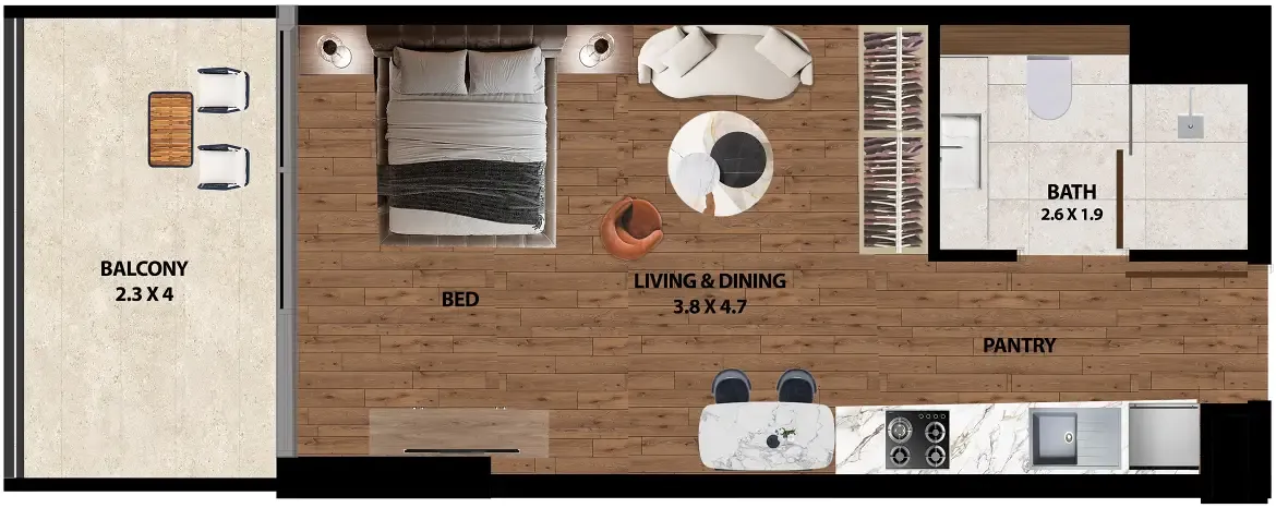 0 bedroom layout