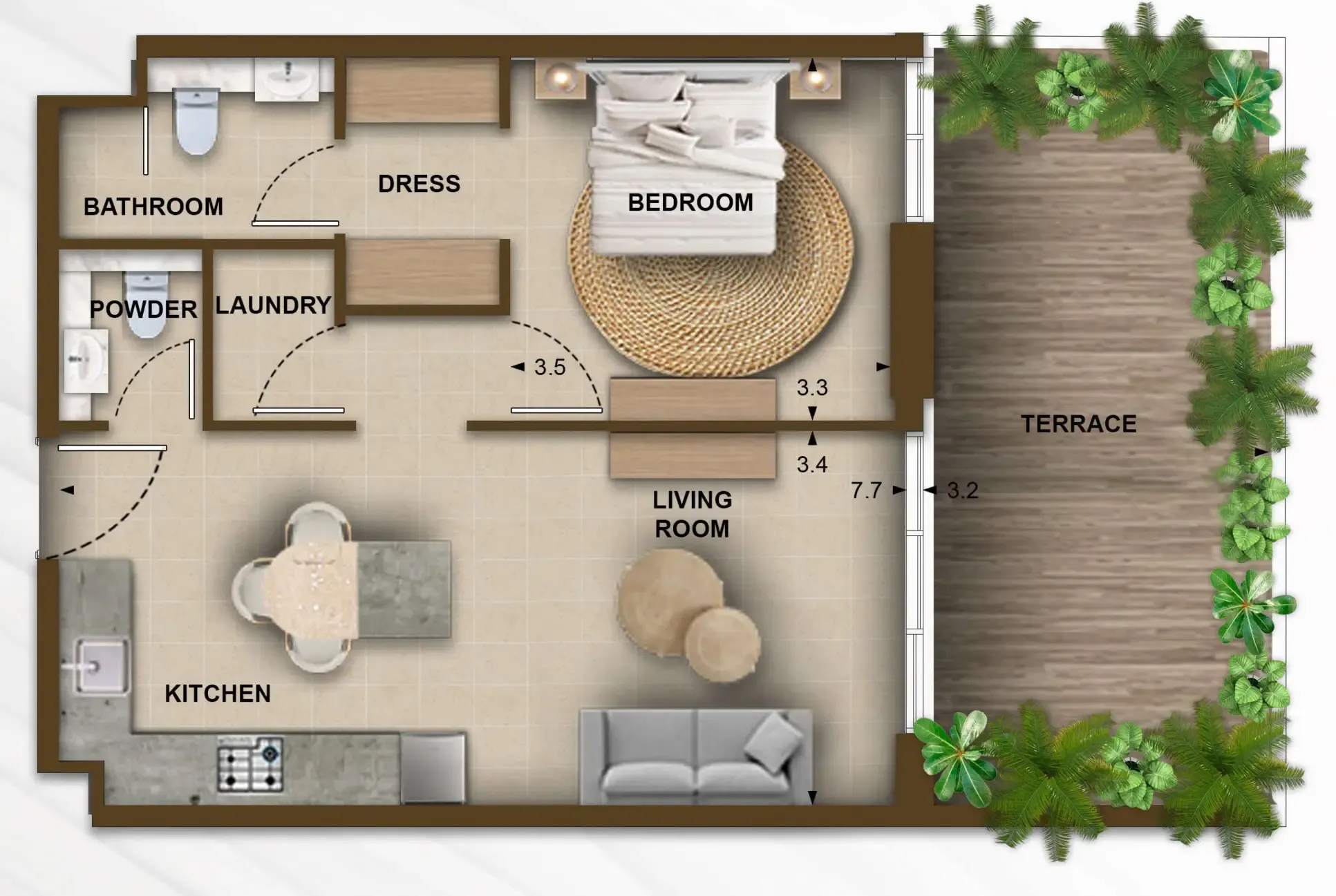 1 bedroom layout