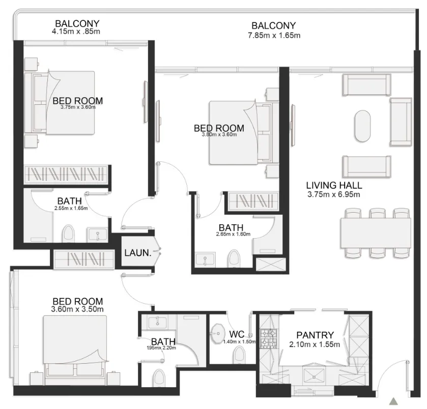 3 bedroom layout