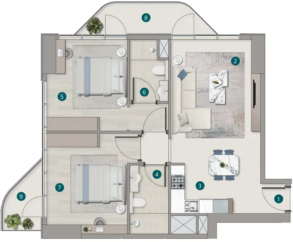 2 bedroom layout