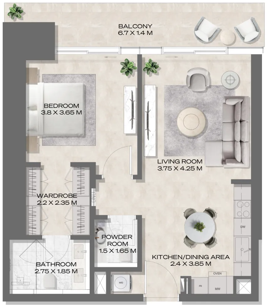 1 bedroom layout