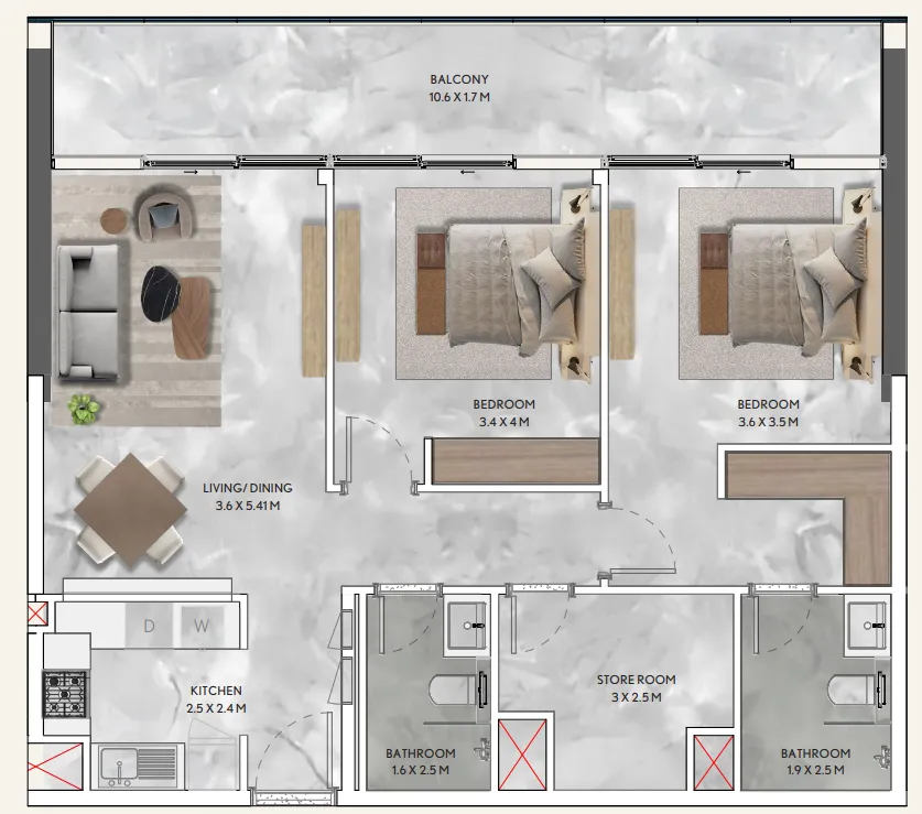 2 bedroom layout