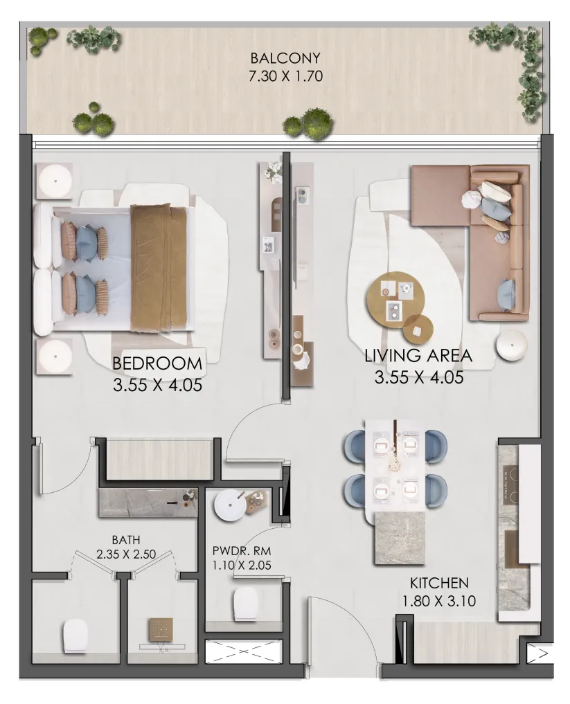 1 bedroom layout