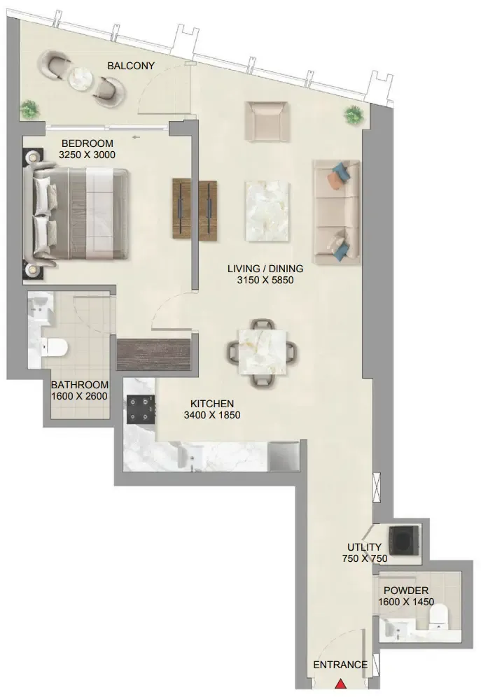 1 bedroom layout