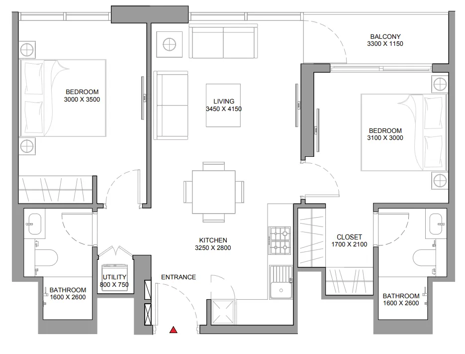 2 bedroom layout
