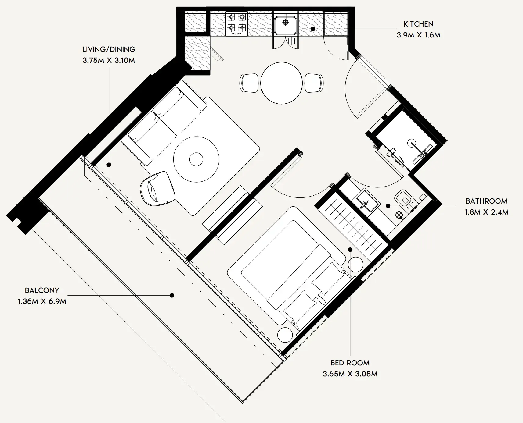 1 bedroom layout