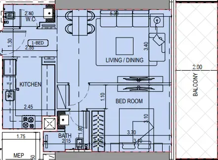 1 bedroom layout
