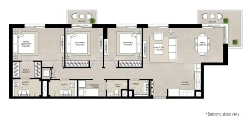 3 bedroom layout
