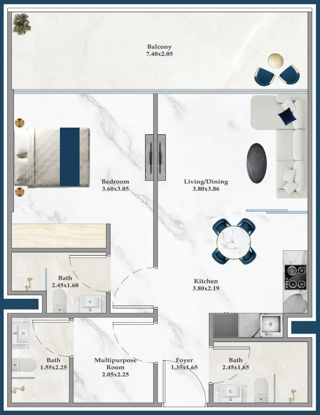1 bedroom layout