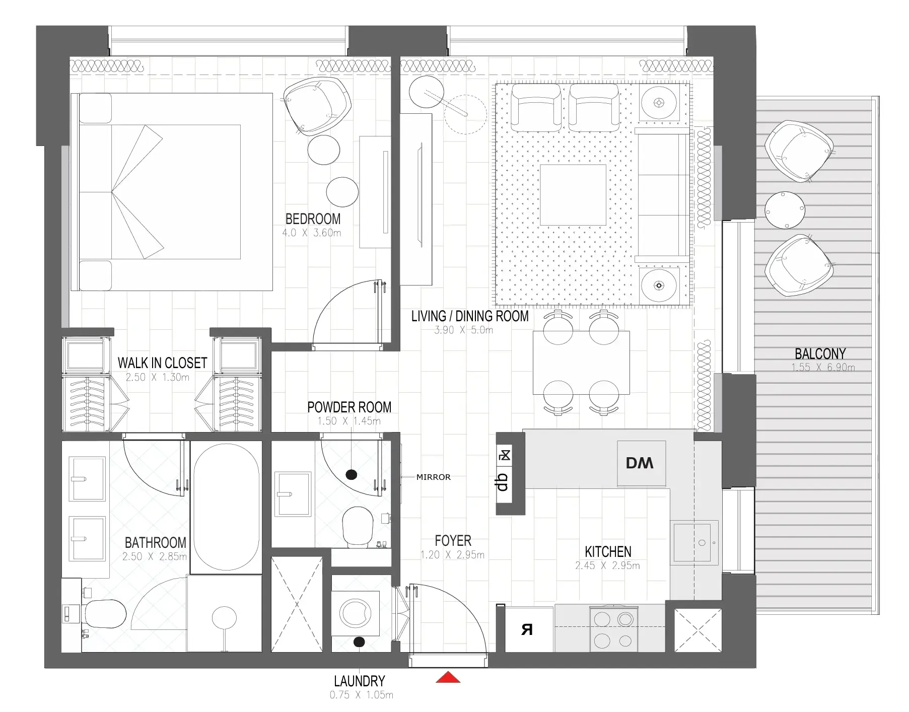 1 bedroom layout
