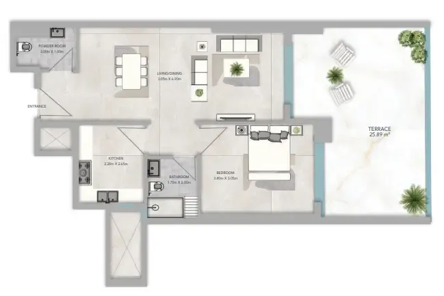 1 bedroom layout