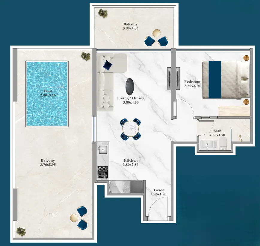 1 bedroom layout