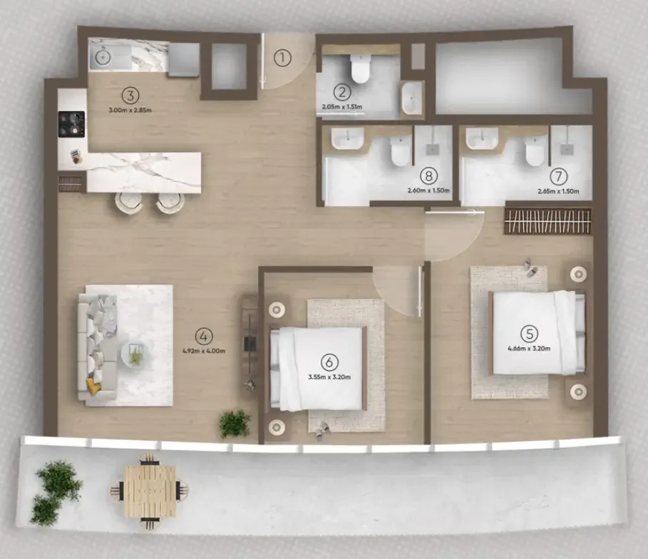 2 bedroom layout