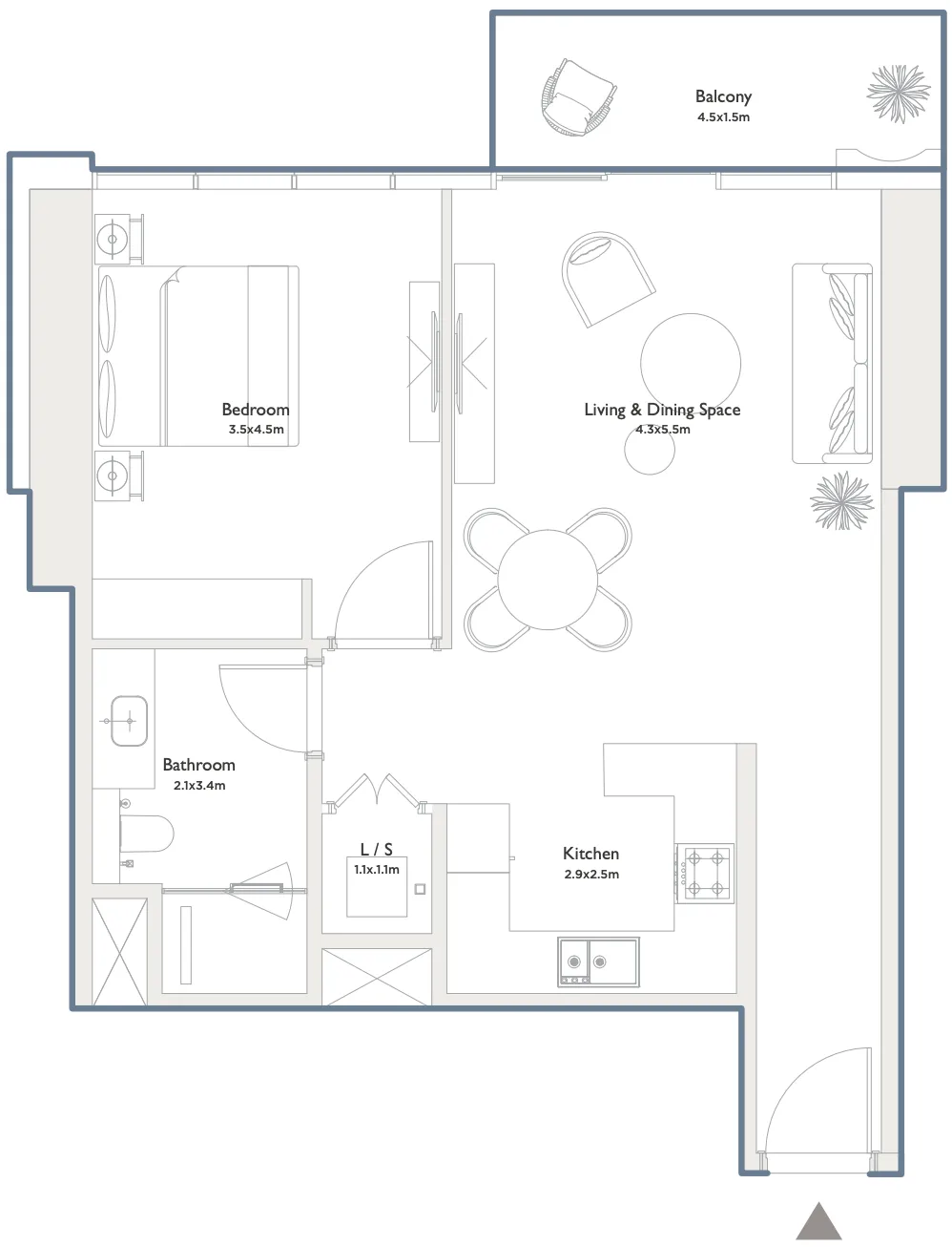 1 bedroom layout