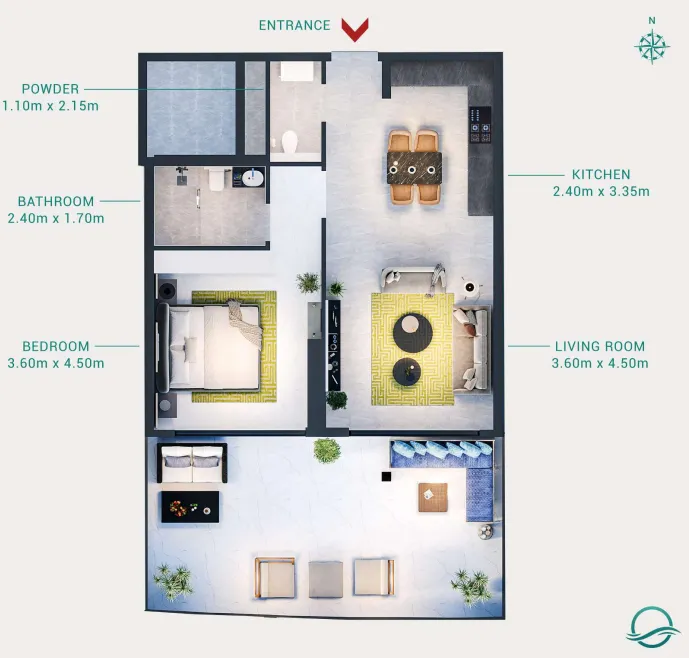 1 bedroom layout