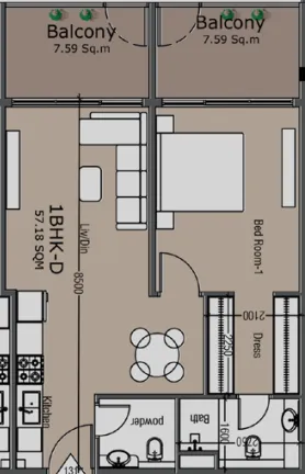 1 bedroom layout