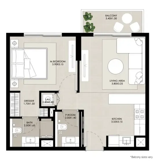1 bedroom layout