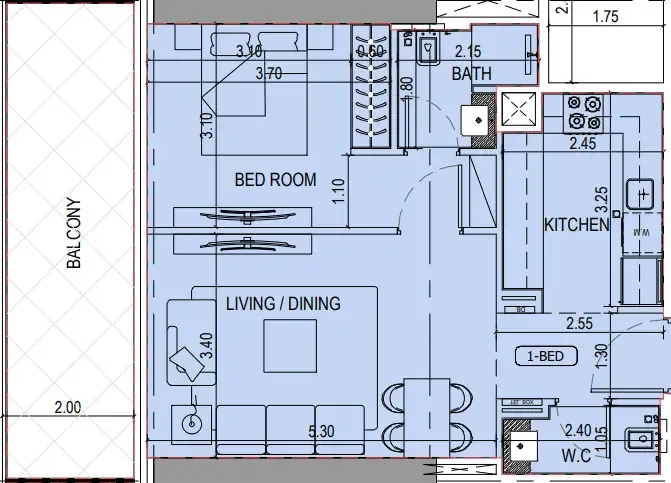 1 bedroom layout