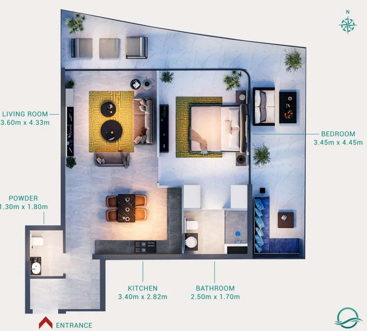 1 bedroom layout