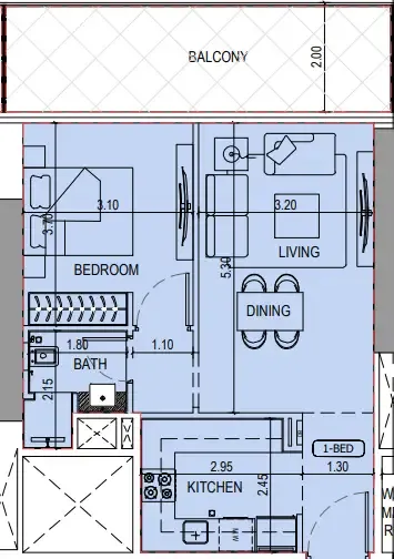 1 bedroom layout