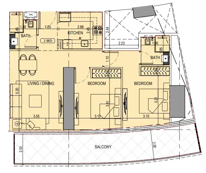 2 bedroom layout