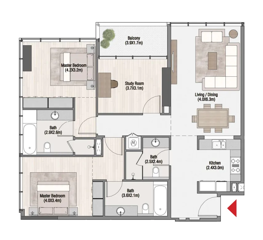 2 bedroom layout