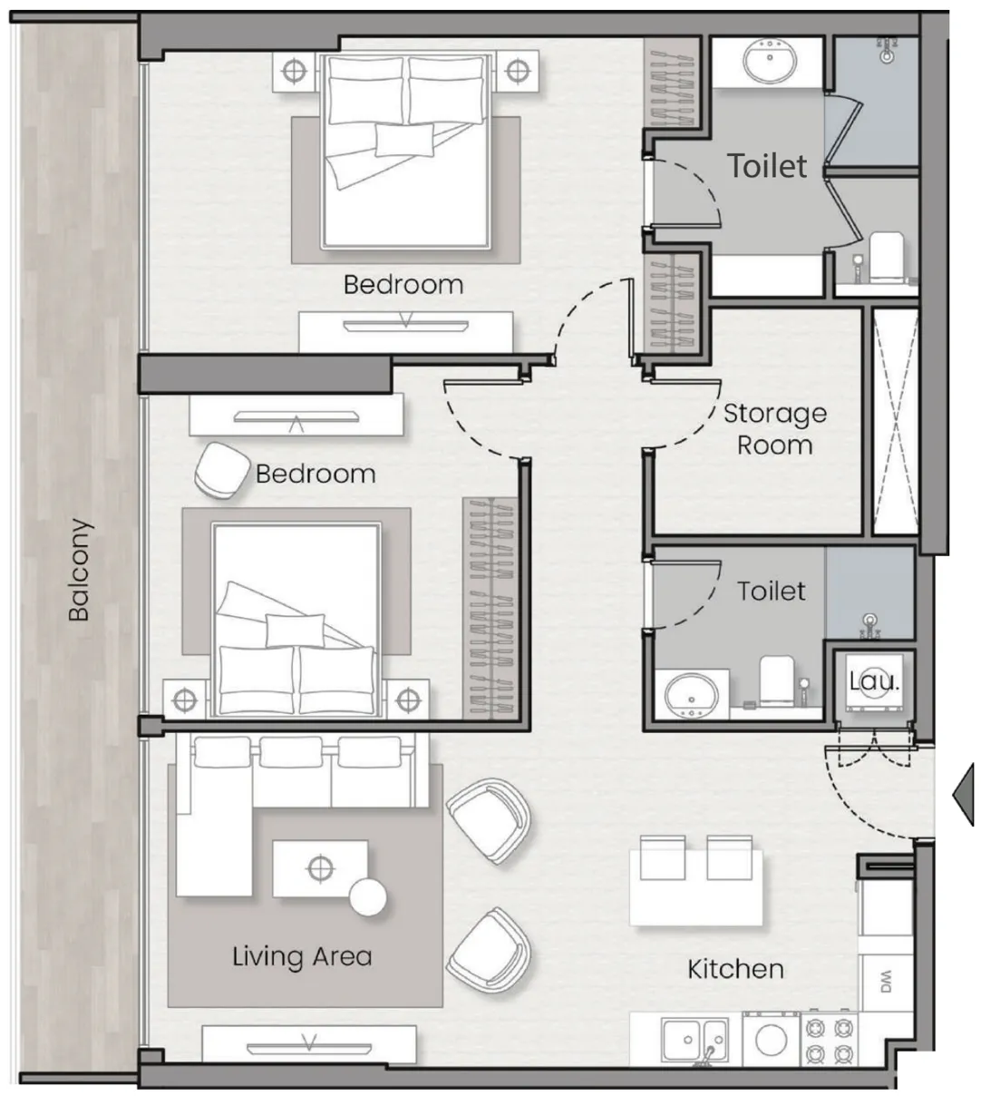 2 bedroom layout