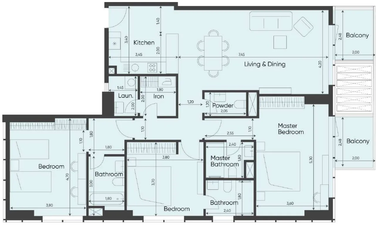 3 bedroom layout